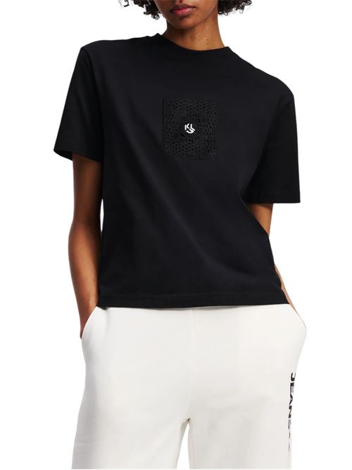 T-shirt donna nera in cotone Karl Lagerfeld jeans | A2W17096999